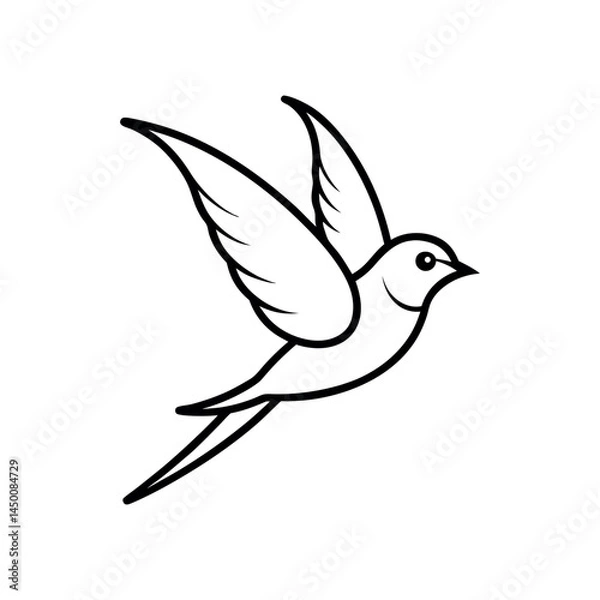 Fototapeta Barn Swallow Line Art Vector