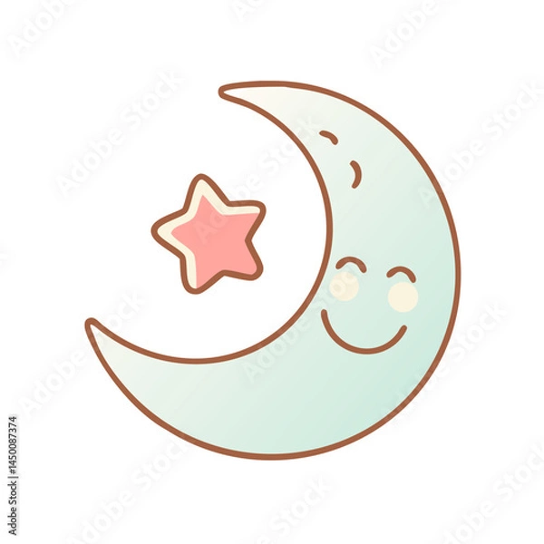 Obraz Smiling Moon Icon Night Sky Sleep Transparent Background Graphic