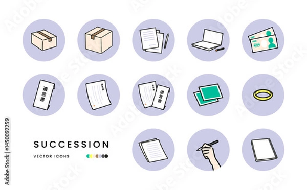 Fototapeta 相続、終活に関するシンプルなアイコンセット