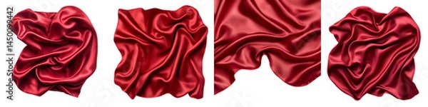 Fototapeta Luxurious red satin fabric with elegant folds and drapes.