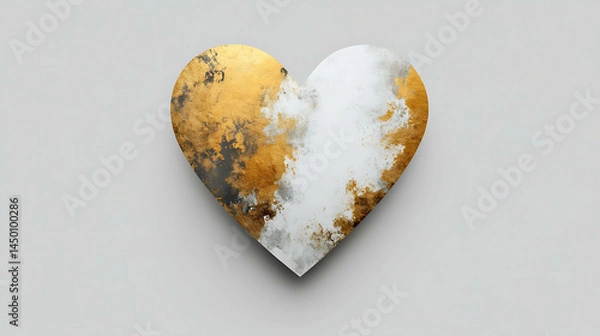 Obraz A minimalist heart illustration with gold accents