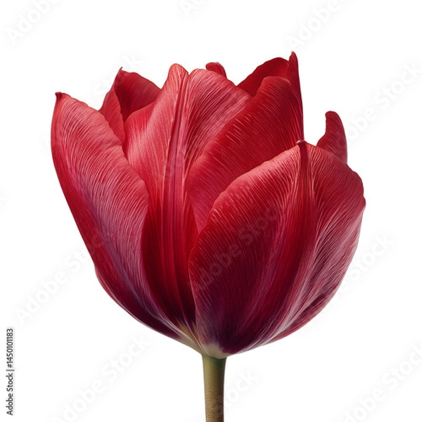 Fototapeta Red tulip top view isolated on white background