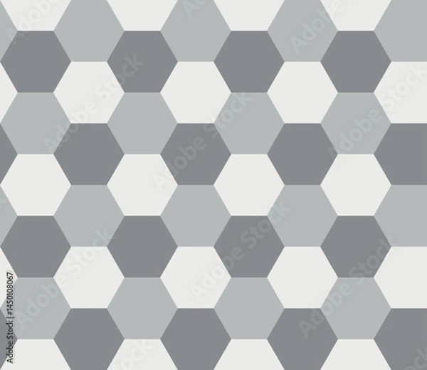 Fototapeta Recolorable seamless hexagon pattern. Minimalist white and grey background. Resizable repeating pattern for printing