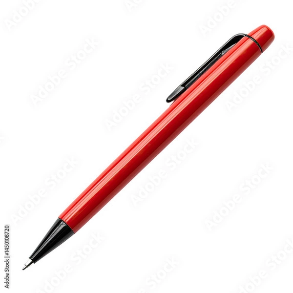 Fototapeta A vibrant red ballpoint pen, sleek and modern.  Features a glossy finish and a simple,  minimalist design
