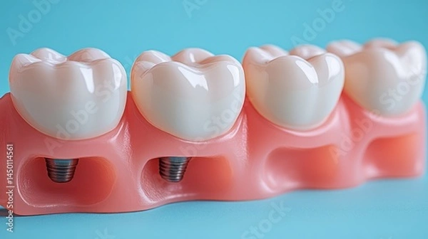 Fototapeta Dental implants model showing teeth and gums