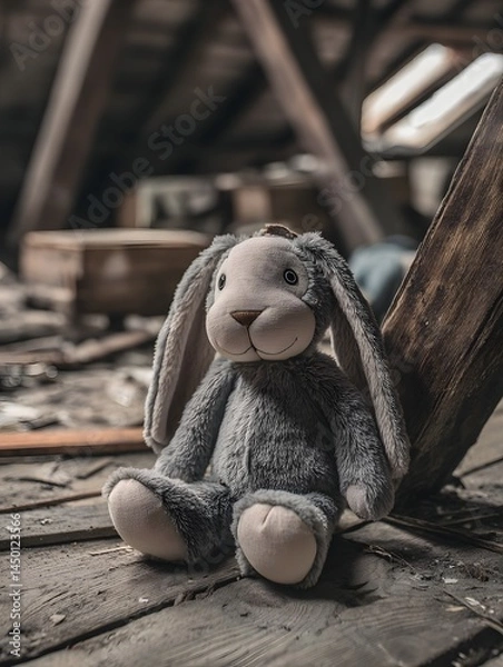 Fototapeta Nostalgic Childhood Toy in an Attic Evoking Soft Melancholy Feelings