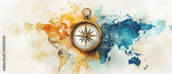 Fototapeta c compass on a map clipart