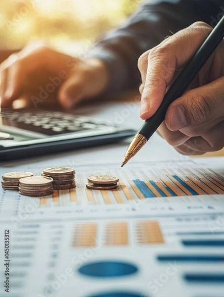 Fototapeta Analyzing Financial Data: Growth, Investment, and Planning for the Future