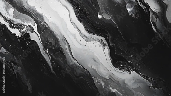 Obraz Abstract monochrome paint swirls in flowing patterns.