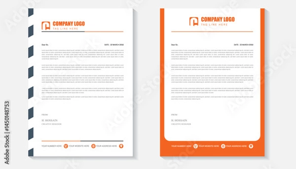 Obraz Modern creative clean business style letterhead bundle of your corporate design. Modern minimal style business letterhead in abstract design.