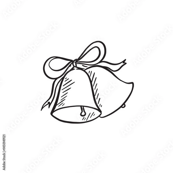 Obraz A pair of wedding bells black and white illustration.