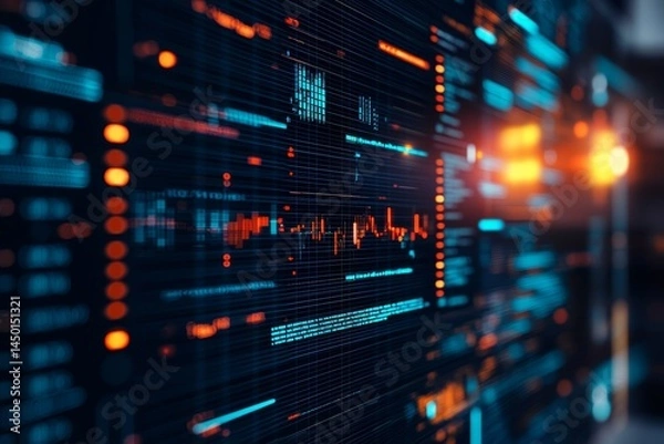 Fototapeta Abstract digital data visualization with vibrant colors. Government technology cybersecurity.