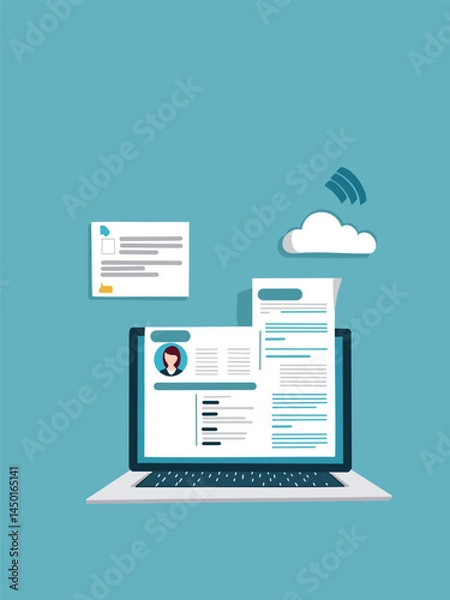 Obraz laptop with cloud connection