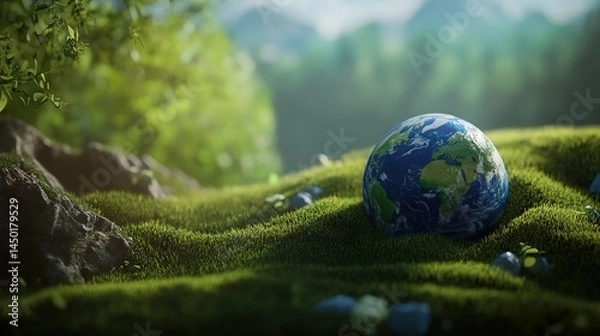 Obraz Celebrate World Earth Day with Our Interactive 3D Earth Model - Explore, Educate, and Embrace Sustainability
