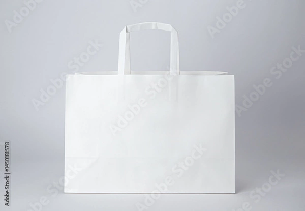 Obraz White paper bag with handle isolated on white background