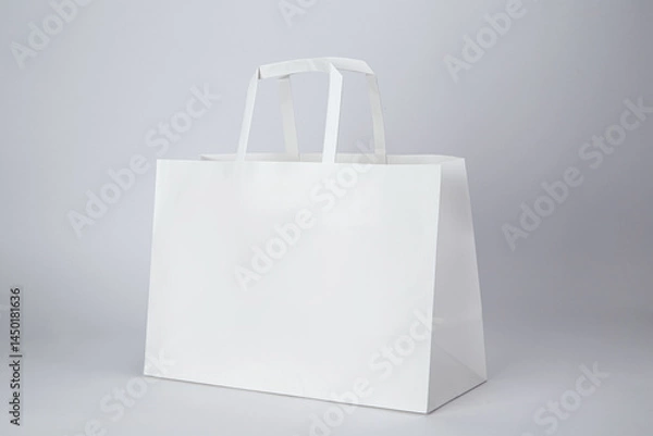 Obraz White paper bag with handle isolated on white background