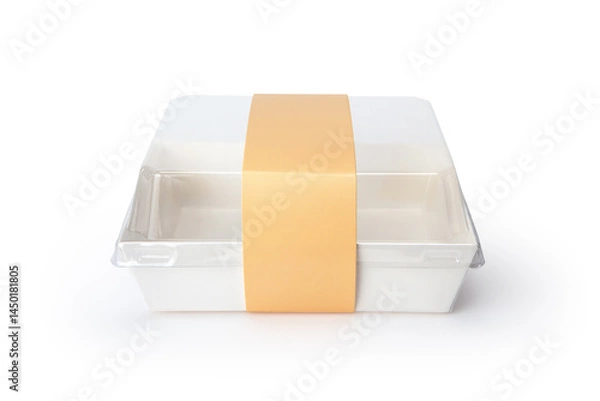 Obraz Food container with cover sticker mockup isolated on white background