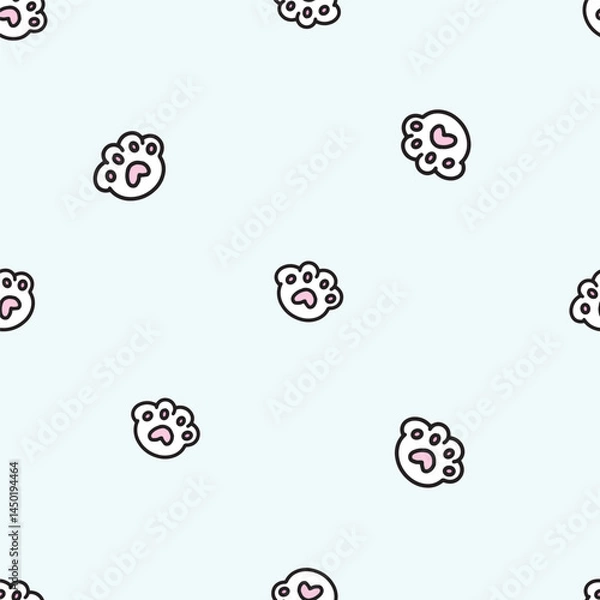 Obraz Paw dog cat cute seamless pattern background.