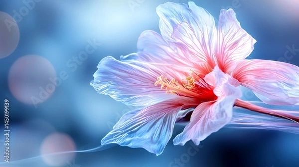 Fototapeta Hibiscus Flower with Blue Bokeh Background