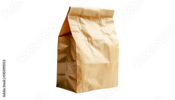 Fototapeta Empty Brown Paper Bag Standing Alone Without Background, png