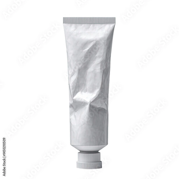 Fototapeta Empty white tube mockup standing isolated on transparent background. White oil paint packaging design mockup in png format.