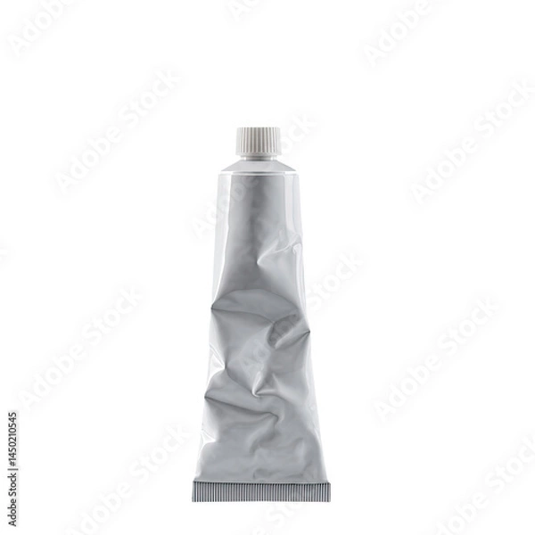 Fototapeta Empty white tube mockup standing isolated on transparent background. White oil paint packaging design mockup in png format.