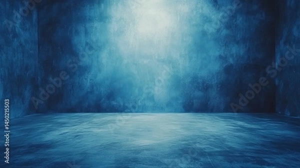 Fototapeta Dramatic Blue Studio Background Concrete Room Interior Design Texture Wall Photography Backdrop Grunge Modern Elegant Moody Deep Blue Color Space Empty Room dark cool    