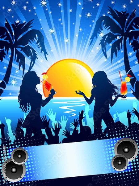 Fototapeta Blue Sunset Party Card