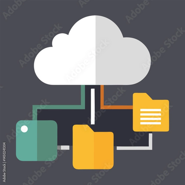 Fototapeta Cloud computing concept illustration design shows internet technology with cloud icon for data storage, network, and communication