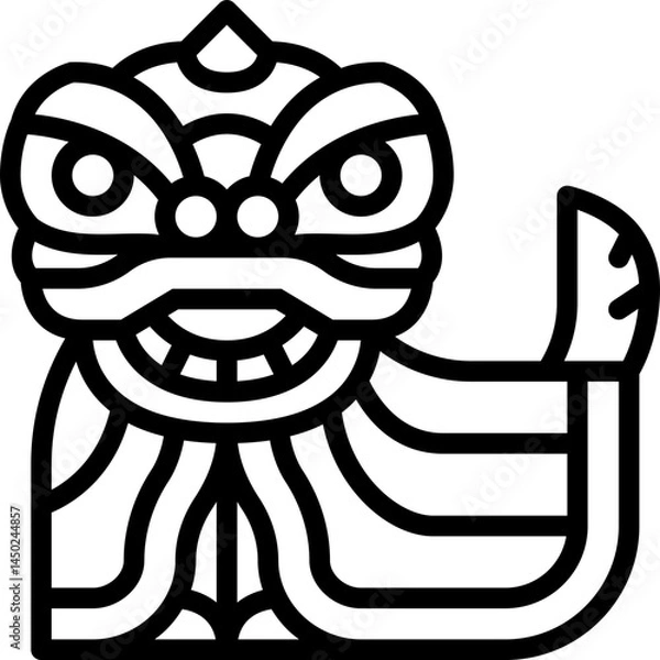 Obraz lion dance line icon