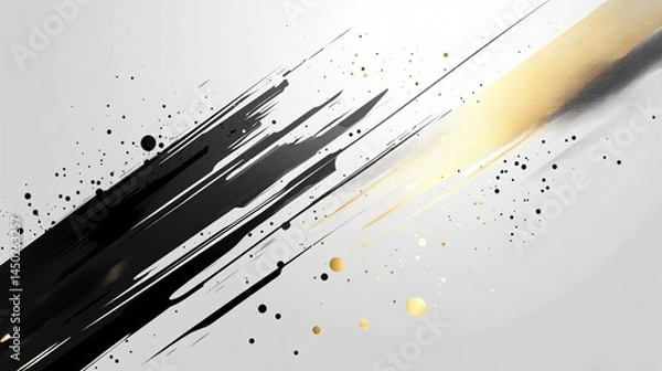 Obraz Modern Futuristic Tech Design Featuring Black Diagonal Lines and Silver Highlights on a Light Gray Background Made with Generative AI Technology