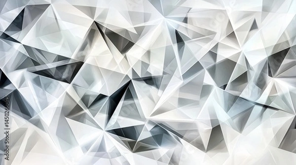 Obraz Abstract Geometric Design Featuring White and Gray Overlapping Polygons in Modern Style Made with Generative AI Technology