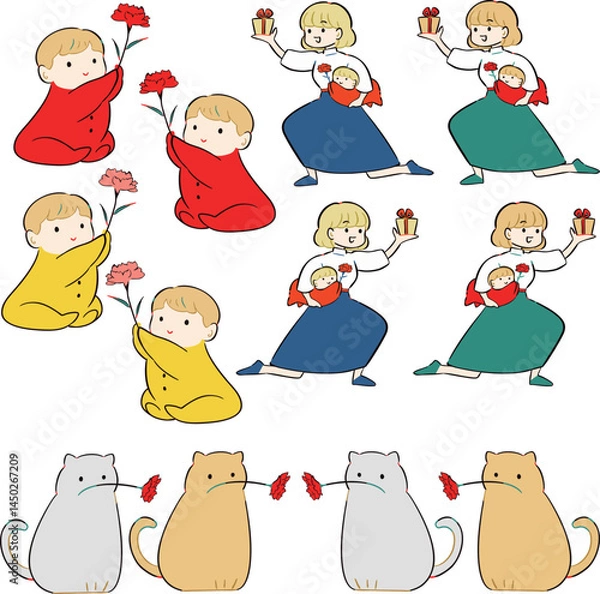 Fototapeta 母の日用イラストセット