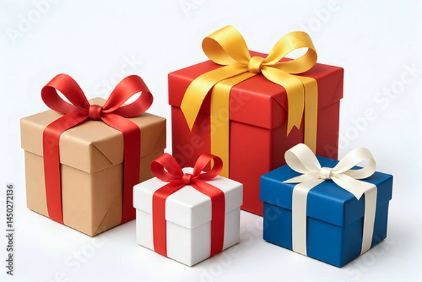 Obraz Colorful gift boxes with ribbons for celebrations.