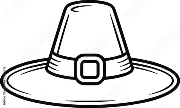 Fototapeta Thanksgiving Pilgrim Hat Line Art – Minimalist Vector Illustration