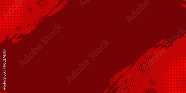 Obraz Red Abstract Brush Background with Sporty Style and Halftone Effect. Brush Stroke Illustration for Banner, Poster, or Sports Background