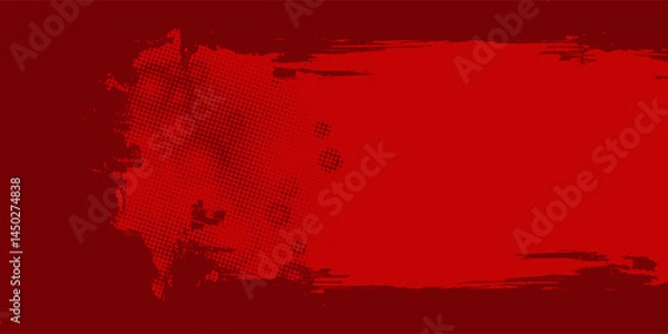 Obraz Red Abstract Brush Background with Sporty Style and Halftone Effect. Brush Stroke Illustration for Banner, Poster, or Sports Background