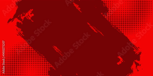 Obraz Red Abstract Brush Background with Sporty Style and Halftone Effect. Brush Stroke Illustration for Banner, Poster, or Sports Background