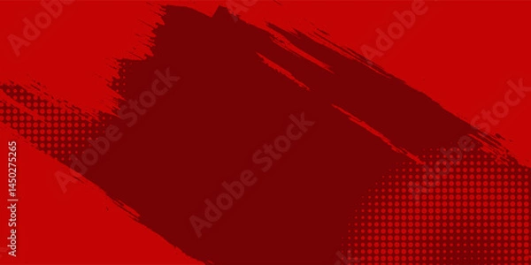 Obraz Red Abstract Brush Background with Sporty Style and Halftone Effect. Brush Stroke Illustration for Banner, Poster, or Sports Background
