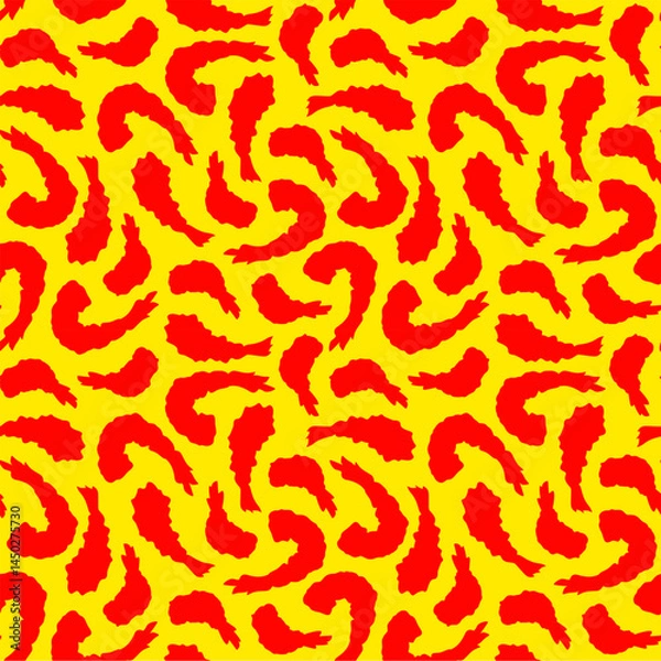 Fototapeta Tempura Shrimp Pattern background. Fried Shrimp Seamless pattern Background. Seafood Pattern Design. Crunchy Tempura Pattern.
