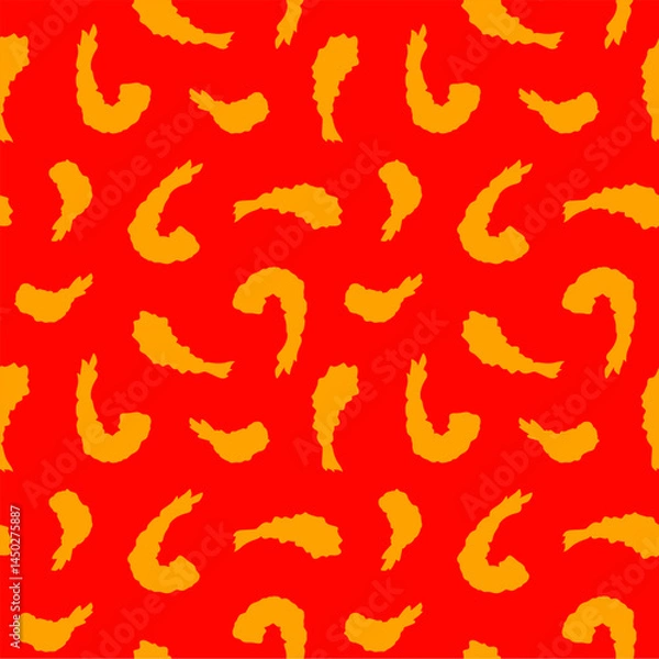 Obraz Tempura Shrimp Pattern background. Fried Shrimp Seamless pattern Background. Seafood Pattern Design. Crunchy Tempura Pattern.
