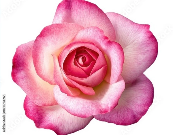 Obraz Beautiful close-up of a pink and white rose showcasing delicate petals and intricate details, perfect for floral design and nature-themed projects