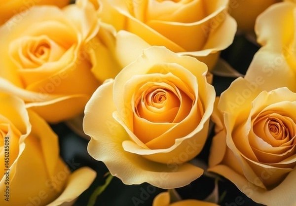 Obraz Beautiful Close-Up of Vibrant Yellow Roses Displayed Elegantly in Floral Arrangement for Romantic Occasions or Special Celebrations and Gifts