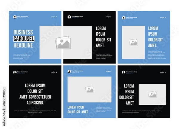 Fototapeta Six page linkedin carousel post, social media Instagram carousel post, modern and editable business carousel template design