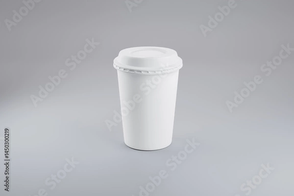 Obraz mockup of paper coffee cup standing on plain background. minimalist concept
