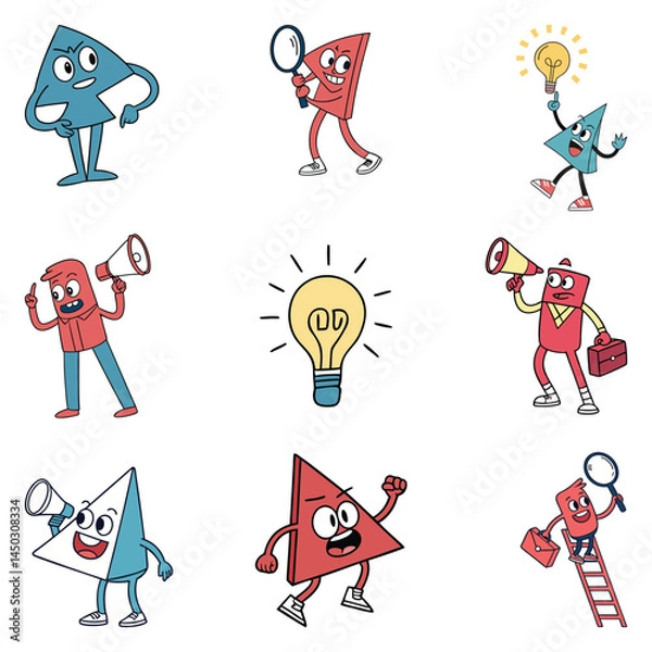 Fototapeta Bundle cartoon animation sticker set art and illustrator eps 10 vector isolated on white background
