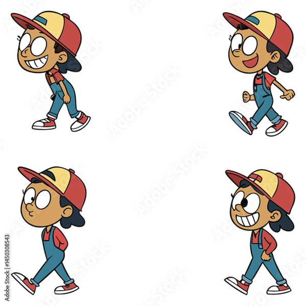 Fototapeta Bundle cartoon animation sticker set art and illustrator eps 10 vector isolated on white background