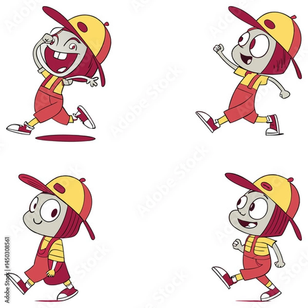 Fototapeta Bundle cartoon animation sticker set art and illustrator eps 10 vector isolated on white background