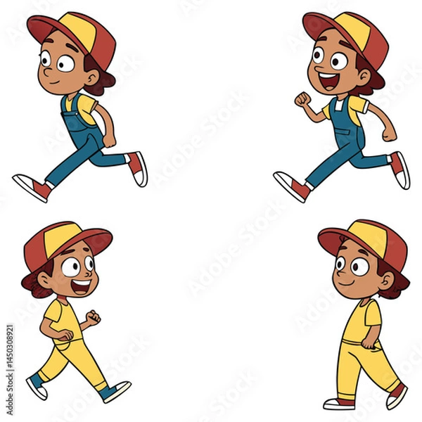 Fototapeta Bundle cartoon animation sticker set art and illustrator eps 10 vector isolated on white background