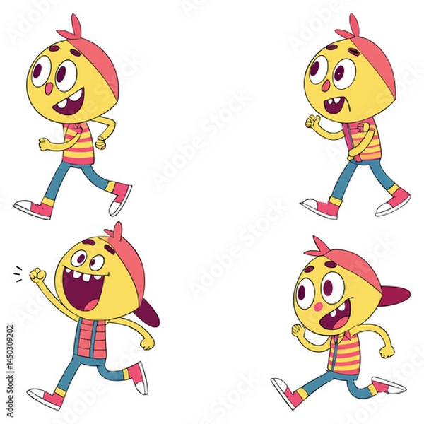 Fototapeta Bundle cartoon animation sticker set art and illustrator eps 10 vector isolated on white background